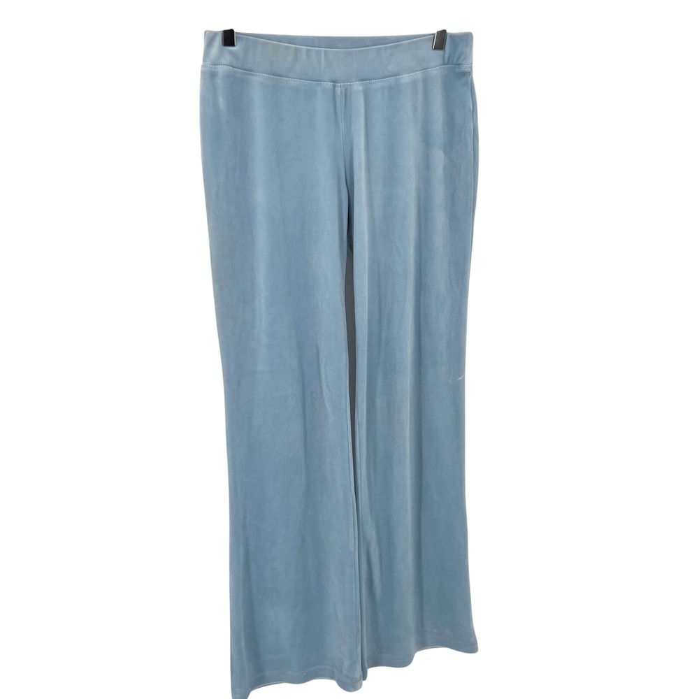 Juicy Couture Sky Blue Velour Track Pants JUICY Spellout Bling Butt Size S SOFT - Picture 2 of 6